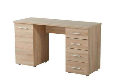 Libro Sonoma Oak Effect Desk with Four Drawers and Modern Matte White Finish - UK Luxury Furniture